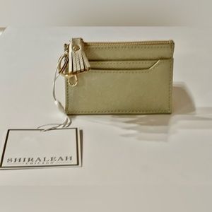 Shiraleah vegan leather key zip pouch. Shiny metallic keyring/cardholder